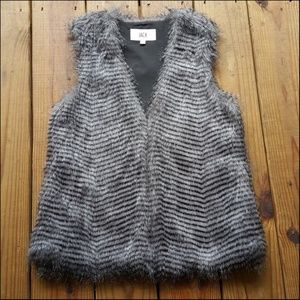 Jack B.B. Dakota S gray stripe faux fur vest